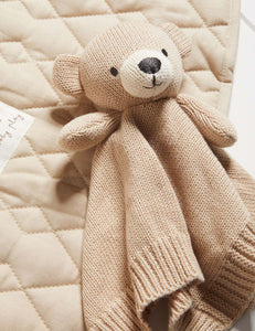 Knitted Bear Comforter - Camel