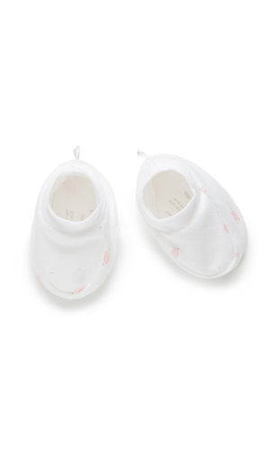 Pure Baby Premmie Booties - Pale Pink Leaf with Spot