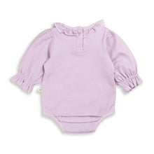 Load image into Gallery viewer, Frill Neck Bodysuit - Lavender Stripes (00000)