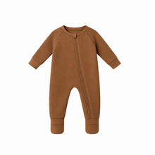 Load image into Gallery viewer, Chocolate Pointelle Zipsuit (00000)