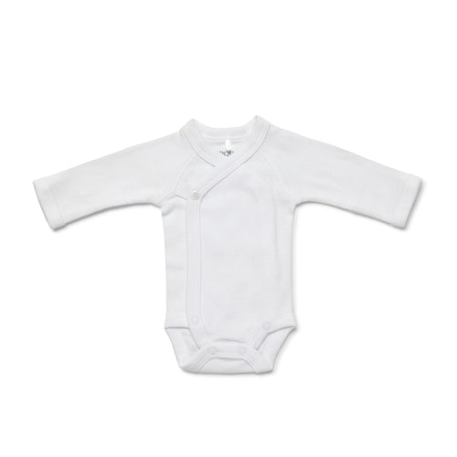 Premmie White Long Sleeve Wrap Bodysuit