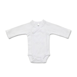 Premmie White Long Sleeve Wrap Bodysuit