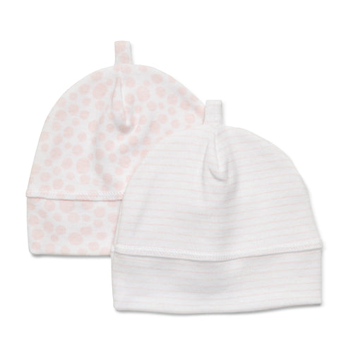 Premmie Pink Spot/Stripe 2 Pack Beanies