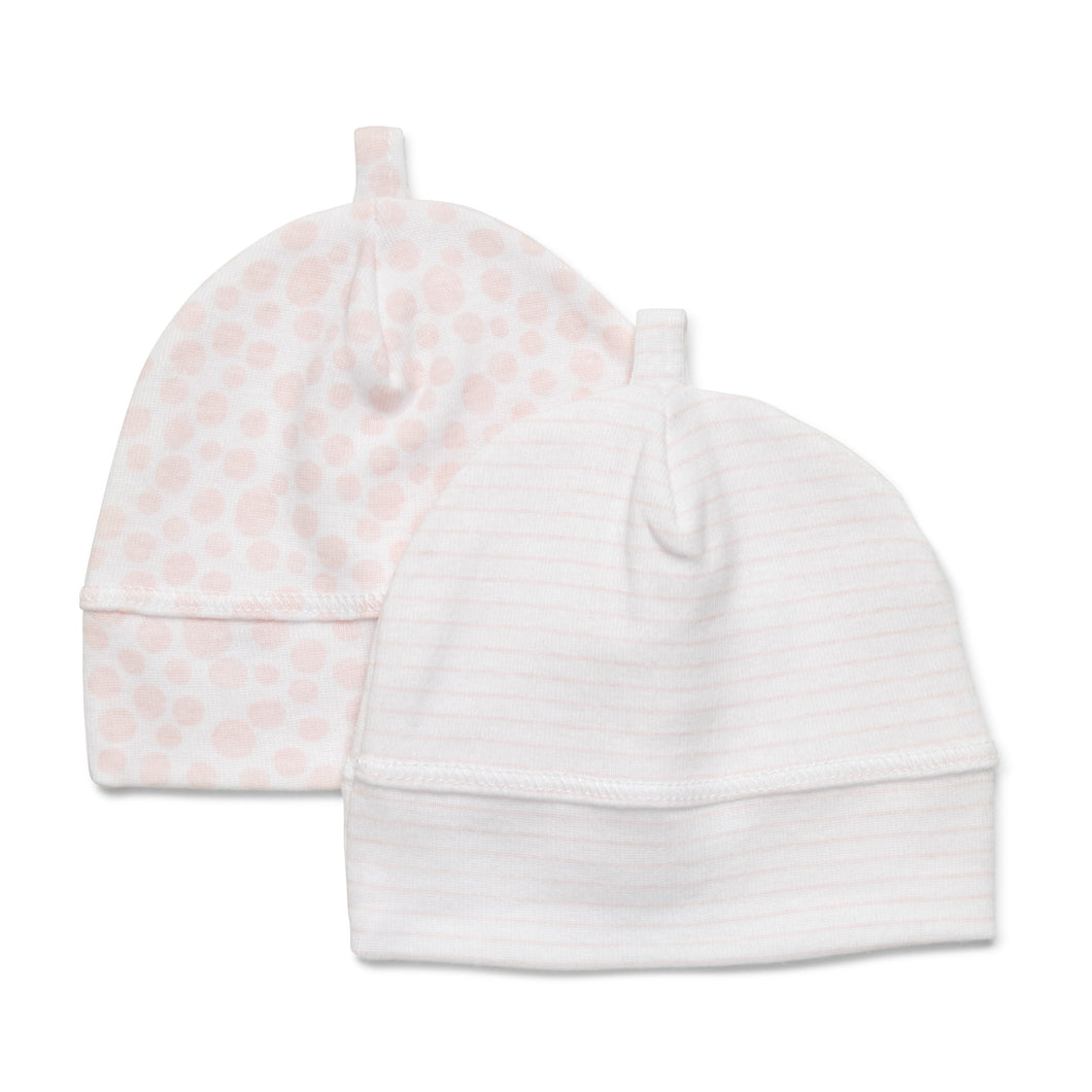 Premmie Pink Spot/Stripe 2 Pack Beanies
