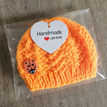 Load image into Gallery viewer, Handmade &#39;My First&#39; Premmie Beanie (Multiple Colour Options)