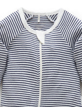 Load image into Gallery viewer, Pure Baby Zip Growsuit - Navy Melange Stripe