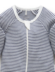 Pure Baby Zip Growsuit - Navy Melange Stripe