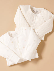 Pure Baby Zip Growsuit 2 Pack - Vanilla Bear
