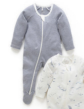Load image into Gallery viewer, Pure Baby Zip Growsuit 2 Pack - Vanilla Nautical