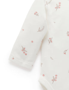 Pure Baby Easy Neck Long Sleeve Bodysuit 2 Pack - Pale Pink Blossom