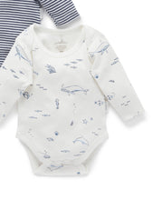 Load image into Gallery viewer, Pure Baby Easy Neck Long Sleeve Bodysuit 2 Pack - Vanilla Nautical