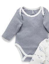 Load image into Gallery viewer, Pure Baby Easy Neck Long Sleeve Bodysuit 2 Pack - Vanilla Nautical