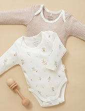Load image into Gallery viewer, Pure Baby Easy Neck Long Sleeve Bodysuit 2 Pack - Vanilla Wattle Bee