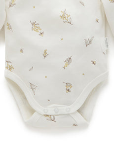 Pure Baby Easy Neck Long Sleeve Bodysuit 2 Pack - Vanilla Wattle Bee