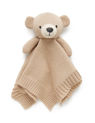 Knitted Bear Comforter - Camel