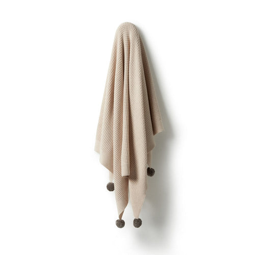Knitted Fleck Blanket - Oatmeal Melange