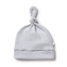 Load image into Gallery viewer, Organic Stripe Rib Knot Hat - Rain Drop