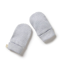 Load image into Gallery viewer, Organic Stripe Rib Mittens - Rain Drop