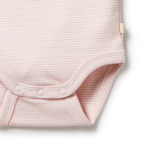 Organic Stripe Rib Bodysuit - Cantaloupe