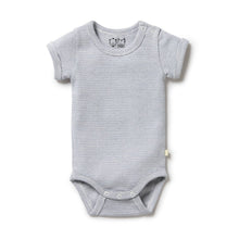 Load image into Gallery viewer, Organic Stripe Rib Bodysuit - Rain Drop