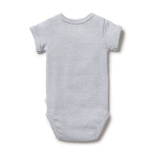 Load image into Gallery viewer, Organic Stripe Rib Bodysuit - Rain Drop