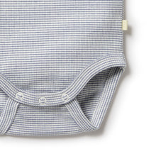 Load image into Gallery viewer, Organic Stripe Rib Bodysuit - Rain Drop