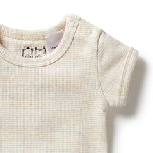 Load image into Gallery viewer, Organic Stripe Rib Bodysuit - Oatmeal