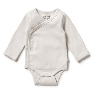 Organic Stripe Rib Kimono Bodysuit - Clay