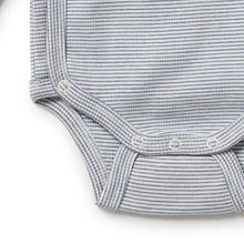 Load image into Gallery viewer, Organic Stripe Rib Kimono Bodysuit - Rain Drop