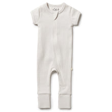 Load image into Gallery viewer, Organic Stripe Rib Zipsuit - Clay