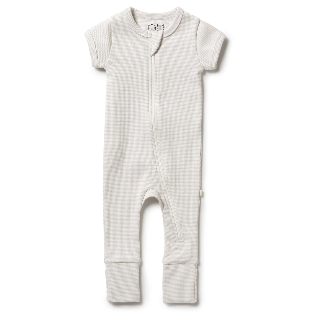 Organic Stripe Rib Zipsuit - Clay