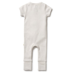 Organic Stripe Rib Zipsuit - Clay