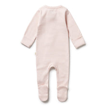 Load image into Gallery viewer, Organic Stripe Rib Zipsuit with Feet - Cantaloupe