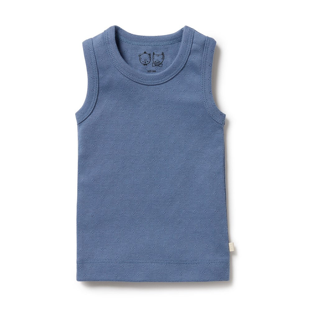 Organic Pointelle Singlet - Rain Drop