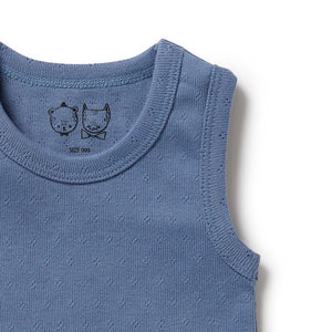 Organic Pointelle Singlet - Rain Drop