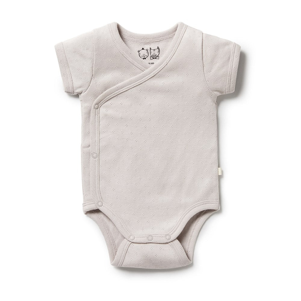 Organic Pointelle Kimono Bodysuit - Clay