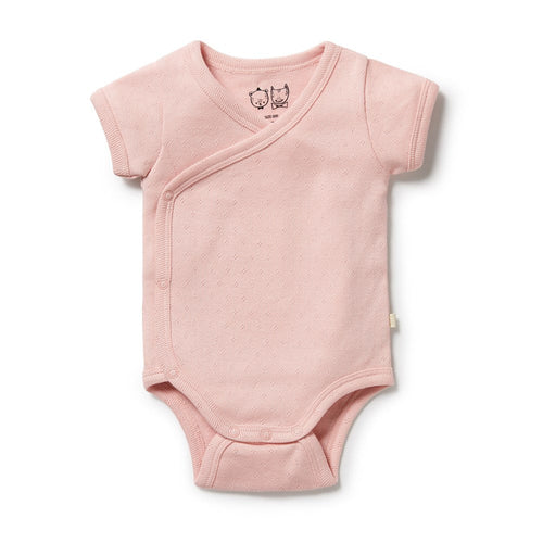 Organic Pointelle Kimono Bodysuit - Cantaloupe