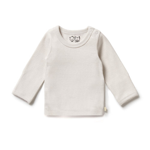 Organic Stripe Rib Long Sleeved Top - Clay