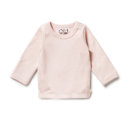 Organic Stripe Rib Long Sleeved Top - Cantaloupe
