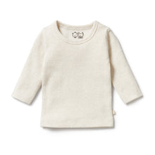 Load image into Gallery viewer, Organic Stripe Rib Long Sleeved Top - Oatmeal