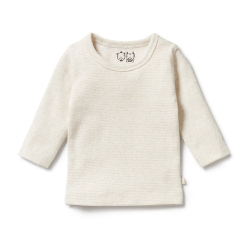 Organic Stripe Rib Long Sleeved Top - Oatmeal