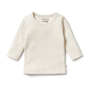 Organic Stripe Rib Long Sleeved Top - Oatmeal