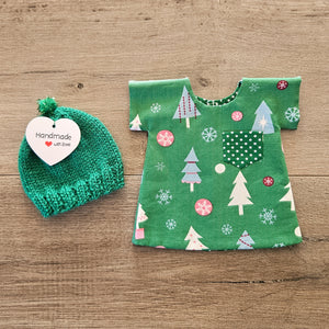 Handmade Premmie "Christmas" Gown & Beanie - 1.2kg 'Boy'