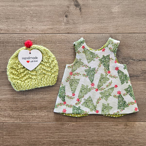 Handmade Premmie "Christmas" Gown & Beanie - 1.2kg 'Girl'