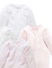 Load image into Gallery viewer, Pure Baby Zip Growsuit 4 Pack - Pale Pink
