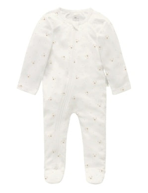 Pure Baby Zip Growsuit - Vanilla Bear
