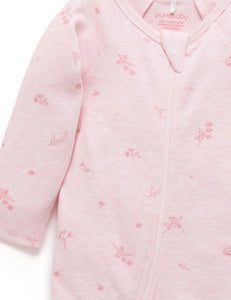 Pure Baby Zip Growsuit & Headband Set - Pale Pink Blossom