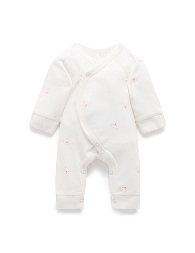 Premmie Crossover Growsuit - Pale Pink Bear