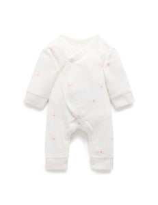 Premmie Crossover Growsuit - Pale Pink Bear