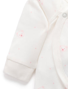 Premmie Crossover Growsuit - Pale Pink Bear